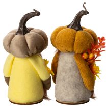 Article Figurines de citrouille lutins d'automne avec tournesol en tissu 16 cm lot de 2