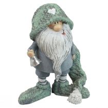 Article Gnome Figurine décorative de gnome de Noël gris vert 10,5×7×14cm