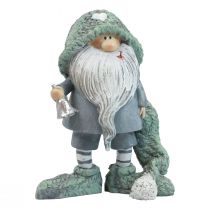 Gnome Figurine décorative de gnome de Noël gris vert 10,5×7×14cm
