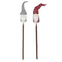 Article Figurines décoratives lutins en bois et tissu sur piquet 46 cm 6 pièces