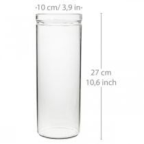 Vase à fleurs, cylindre en verre, vase en verre rond Ø10cm H27cm