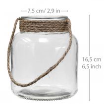 Lanterne en verre, photophore à suspendre H16,5cm Ø14,5cm