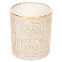 Article Porte-bougie chauffe-plat en verre à motif cachemire, Ø8 cm, H9 cm, lot de 2