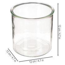 Article Photophore en verre transparent rond 12 cm - Lot de 2