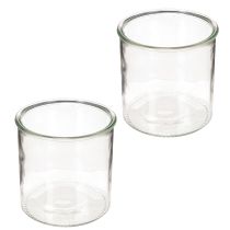 Article Photophore en verre transparent rond 12 cm - Lot de 2