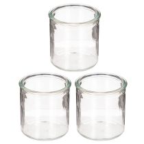 Article Lot de 3 photophores ronds en verre transparent 8 cm