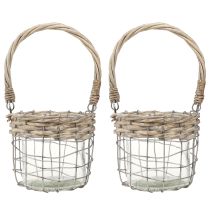 Article Lanterne suspendue décoration métal verre saule Ø13cm H12cm 2pcs