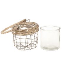 Article Lanterne suspendue décoration métal verre saule Ø13cm H12cm 2pcs