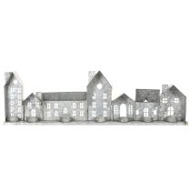 Article Décoration Maison en Métal avec Porte-Bougies Chauffe-Plat 68cm Argentée