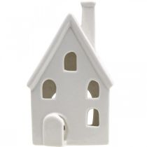 Article Lanterne maison décoration de table en céramique Avent blanc H18cm