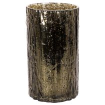 Article Lantern en verre avec tête de cerf et motifs d’arbres, 26 cm, vert-brun