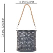Article Lanterne déco en métal anthracite Ø16cm - Lot de 2