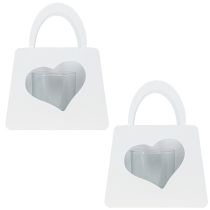 Article Sac décoratif en métal lanterne avec coeur blanc H18cm 2pcs