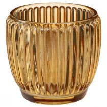Article Lanterne Orange Bougeoir Verre Rétro Ø7cm H7cm 6 pcs