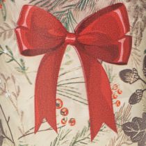 Article Photophore en verre avec motifs de branches de Noël et ruban rouge 8 cm, lot de 2