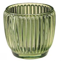 Article Lanterne photophore verre vert rétro Ø7cm H7cm 6 pcs