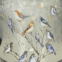 Article Photophores en verre avec motif oiseau et flocons de neige 8 cm - Lot de 2