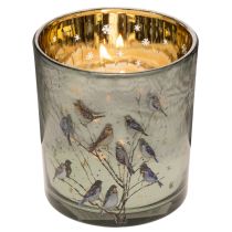Article Photophores en verre avec motif oiseau et flocons de neige 8 cm - Lot de 2