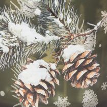 Article Photophore en verre motif pommes de pin et flocons de neige 15 cm