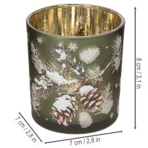Article Lot de 2 photophores en verre avec motif branche de pin 8 cm