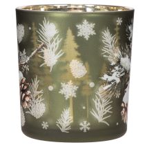 Article Lot de 2 photophores en verre avec motif branche de pin 8 cm
