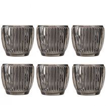 Article Lanterne en verre gris automne hiver Ø7cm H7cm 6 pcs