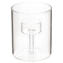 Article Photophore en verre avec support pour bougie chauffe-plat 11 cm