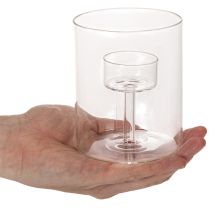 Article Photophore en verre transparent avec support pour bougie chauffe-plat, 11 cm