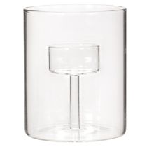 Article Photophore en verre transparent avec support pour bougie chauffe-plat, 11 cm