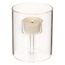 Article Photophore en verre transparent avec support pour bougie chauffe-plat, 11 cm