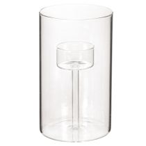 Article Set de 2 photophores en verre transparent avec support pour bougie chauffe-plat 15 cm