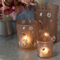 Article Lanterne décorative en verre à motif floral pour une touche d'élégance dans votre intérieur, 12,5 cm, lot de 2