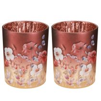 Article Lanterne décorative en verre à motif floral pour une touche d'élégance dans votre intérieur, 12,5 cm, lot de 2