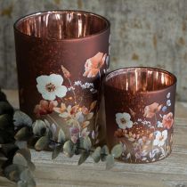 Article Lanterne décorative en verre à motif floral pour une touche d'élégance dans votre intérieur, 12,5 cm, lot de 2