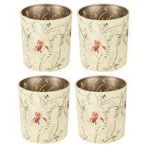 Article Lanterne décorative en verre à motif floral pour une ambiance chaleureuse à la maison, 8 cm, lot de 4.