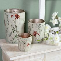 Article Lanterne décorative en verre à motif floral pour une ambiance chaleureuse à la maison, 8 cm, lot de 4.