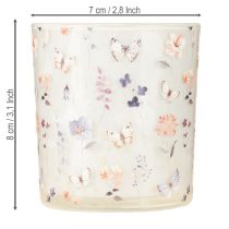 Article Lanterne décorative en verre avec motif papillon, 8 cm, lot de 4, pour une touche d&#39;élégance dans votre intérieur.