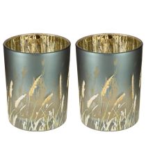 Article Lanterne décorative élégante à motif d'herbe pour une touche chaleureuse dans votre intérieur, 12,5 cm, lot de 2.