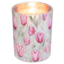 Article Lanterne élégante à motif de tulipe pour une décoration printanière d'ambiance, 12,5 cm, 2 pièces.