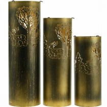 Article Bougeoir vintage métal cerf 30/38,5/45cm lot de 3