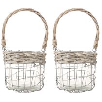 Article Lanterne à suspendre verre métal saule Ø14,5cm 2pcs