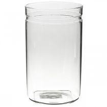 Vase fleuri, cylindre en verre, vase en verre rond Ø10cm H16.5cm