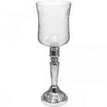 Lanterne verre bougie verre aspect antique clair, argent Ø11.5cm H34.5cm