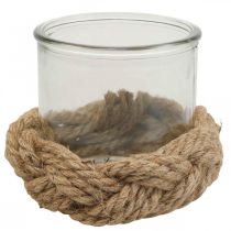 Lanterne verre fibre naturelle chanvre tressé Ø13cm H10cm