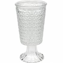 Lanterne en verre avec socle transparent décoration de table Ø10cm H18,5cm
