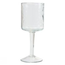 Lanterne en verre avec pied, photophore rond en verre Ø8cm H20cm