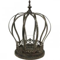 Article Couronne en forme de lanterne, décoration bougie, couronne métal aspect antique H28cm Ø21cm
