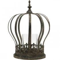 Article Couronne en forme de lanterne, décoration bougie, couronne métal aspect antique H28cm Ø21cm
