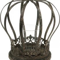 Article Couronne en forme de lanterne, décoration bougie, couronne métal aspect antique H28cm Ø21cm