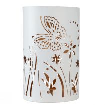 Article Lanterne métal blanc doré papillon Ø12,5cm H20,5cm
